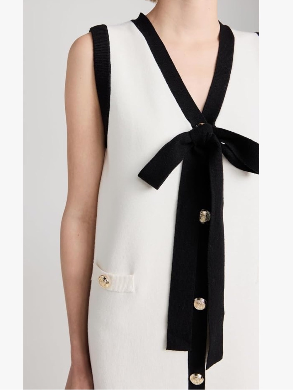 English Factory Knit Midi Dress with Ribbon Tie - Picture 2 of 4